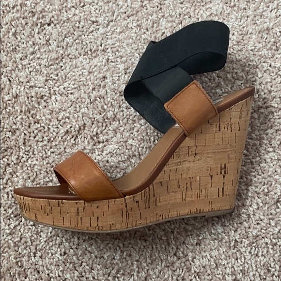 Steve Madden black brown cork Roperr wedges 8.5 - Picture 4 of 6